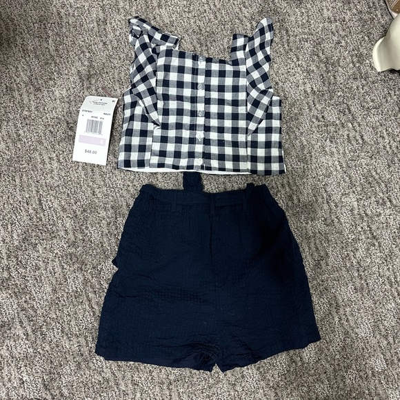 Rare Editions 2-piece set Navy Shorts with Navy and White Checkered top - Picture 2 of 11